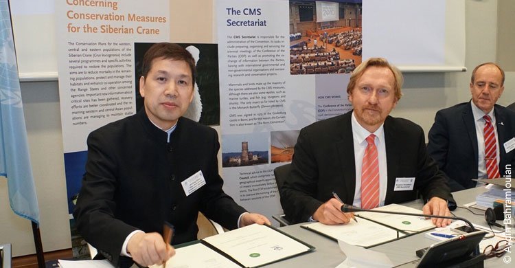 Zhou Jinfeng and Bradnee Chambers sign CMS - CBCGDF partnership agreement © Aydin Bahramlouian 